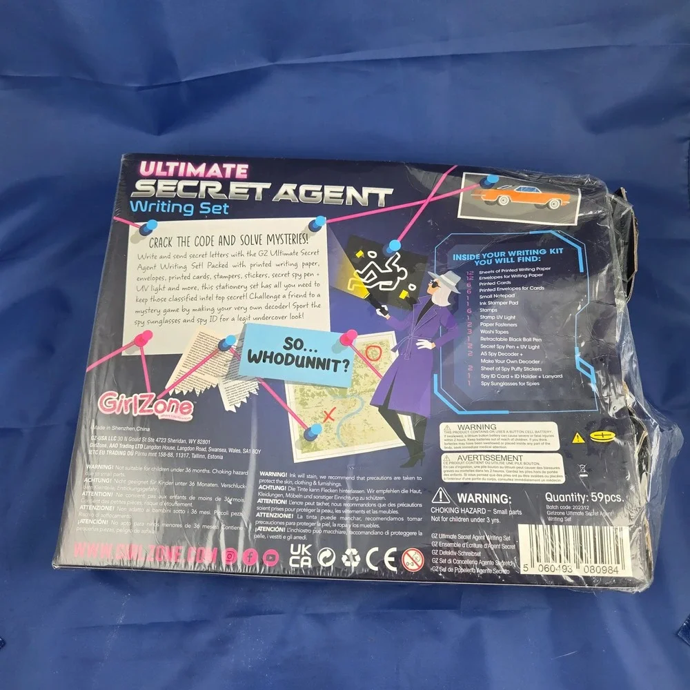 GirlZone Ultimate Secret Agent Writing Set 59 Pieces NIB‎ Damaged Box